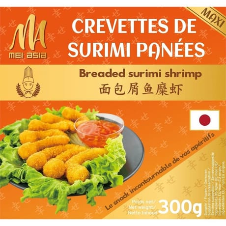 Mei asia 25 maxi crevettes surimi panées premium 300g