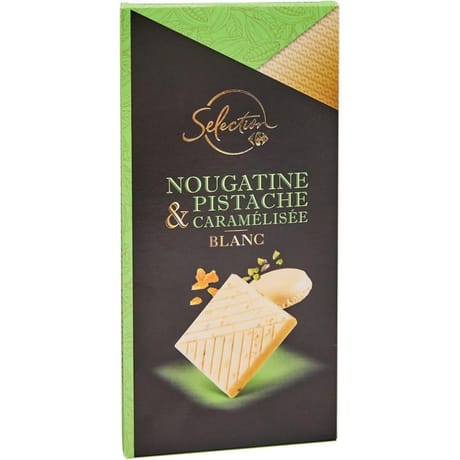 Carrefour sélection tablette de chocolat blanc nougatine pistaches - 100g
