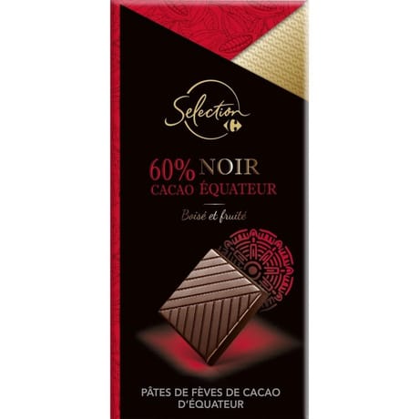 Carrefour sélection tablette de chocolat noir de cacao 60% 80g