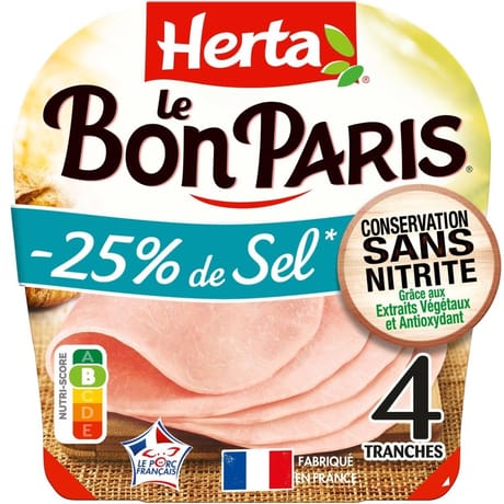 Herta le bon Paris -25% de sel conservation sans nitrite 4 tranches 140g