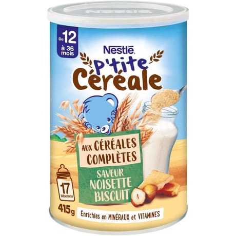 Nestle p tite cereale completes saveur noisette biscuit 12 mois 415g