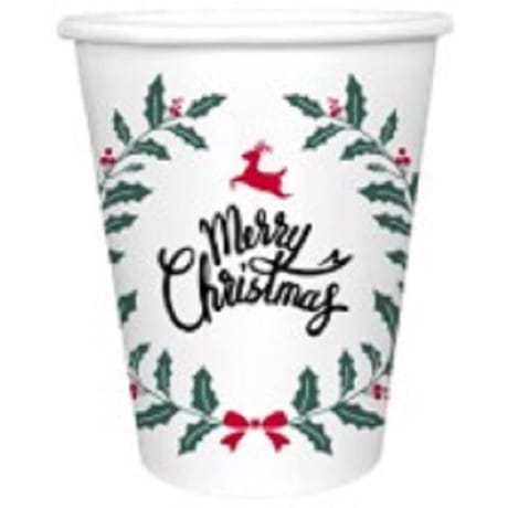 Gobelets carton 25cl merry christmas couronne x6
