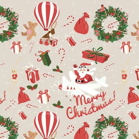 20 serviettes 33x33cm noel dans les airs fond beige