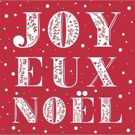 20 serviettes 33x33cm noel joyeux