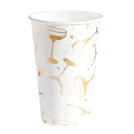 10 gobelets en carton 35cl blanc sparkling party or brillant