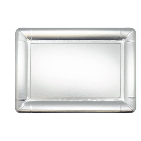 4 plateaux en carton 34x23.5cm argent satine