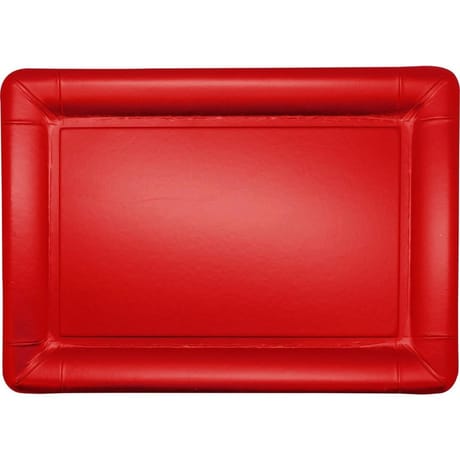 4 plateaux en carton 34x23.5cm rouge satine