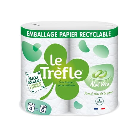 Le trefle papier toilette maxi feuille aloe vera 4=6 rouleaux