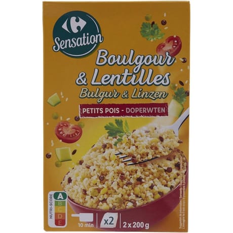 Carrefour sensation mélange boulgour lentilles petits pois 400g