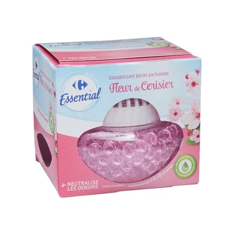 Carrefour essential désodorisant perles parfumées fleur de cerisier 110g