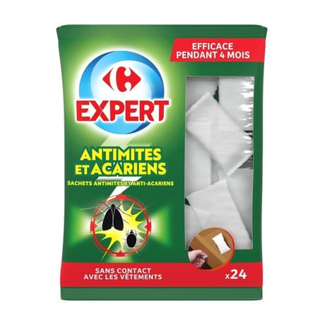 Carrefour expert sachets antimites et acariens x24