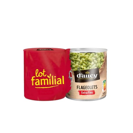 D'aucy flageolets verts extra fins 2x530g lot familial