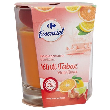 Carrefour essential bougie parfumée anti tabac 150g