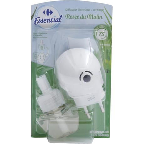 Carrefour essential diffuseur électrique + recharge rosée du matin