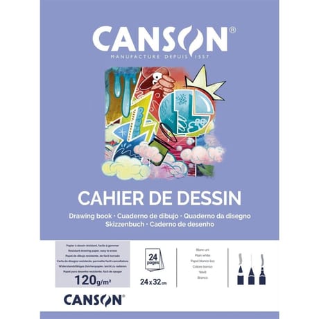 Canson - Cahier à grain 24 pages 24x32 cm 125 grammes uni 200027109