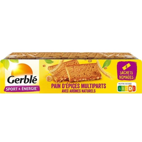 Gerblé pain d'épices multiparts 8 pochons de 2 parts de pain d'épices 350g