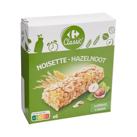 Carrefour classic' barres céréales noisette x6 - 125g