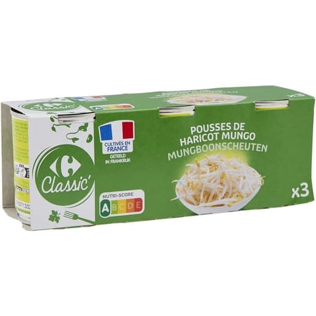 Carrefour classic' pousses de haricots mungo lot de 3x90g