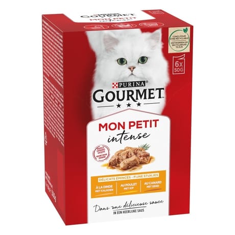 Gourmet mon petit sachets fraîcheur pour chat adulte au poulet, au canard, à la dinde  - 6 x 50g