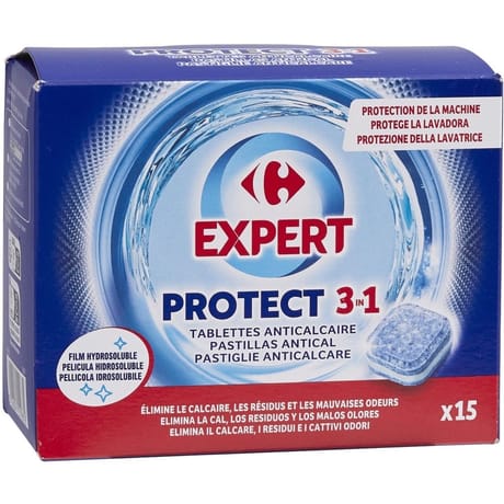 Carrefour expert tablettes anticalcaire 3 en 1 x15