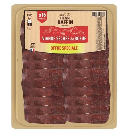 Henri Raffin viande séchée de boeuf x16 100g