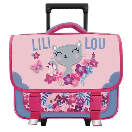 Cartable à roulettes 38 cm Lili Lou Rose