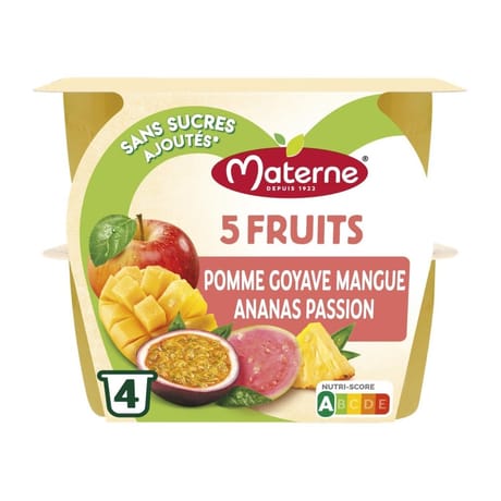 Materne compotes coupelles 5 fruits exotique 4x100g