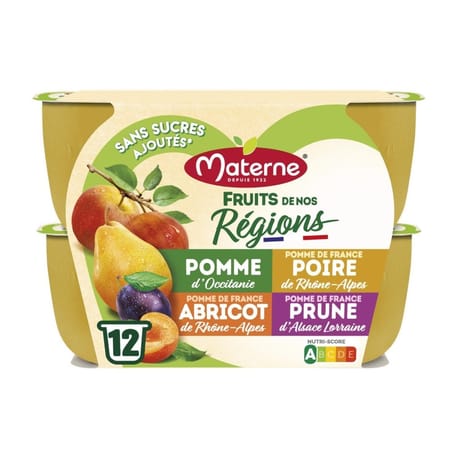 Materne compotes les fruits de nos régions multi 12x100g