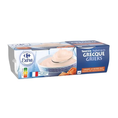 Carrefour extra yaourt à la grecque caramel au beurre salé 4x150g