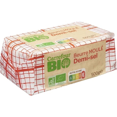 Carrefour bio beurre moulé demi sel 500g
