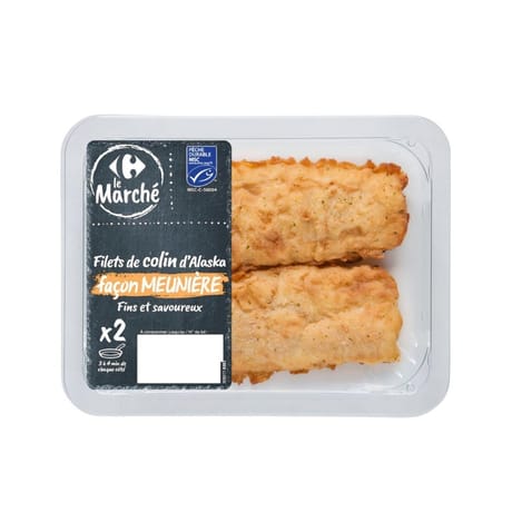 Filets de colin d'Alaska MSC façon meunière CARREFOUR LE MARCHE la barquette de 2 - 200g