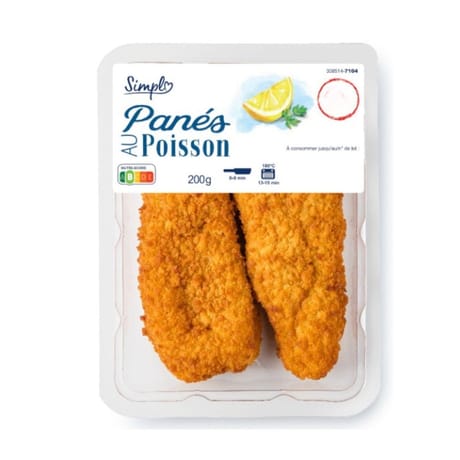 Panés au poisson CARREFOUR SIMPL la barquette de 200g