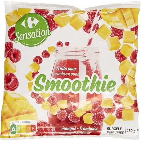 Carrefour sensation fruits pour smoothie mangue framboise 450g