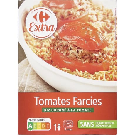 Carrefour extra tomates farcies riz cuisinés à la tomate 350g