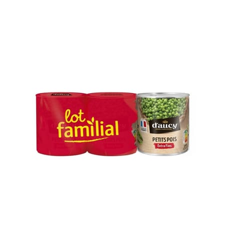 D'aucy petits pois extra fins 3x560g lot familial