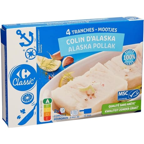 Carrefour 4 tranches panées colin d'alaska 400g