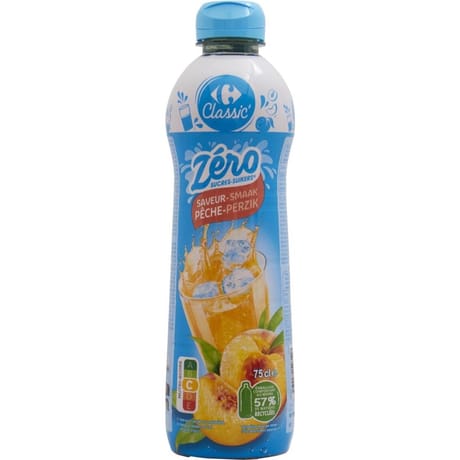 Carrefour classic' sirop pêche zéro sucres 75cl