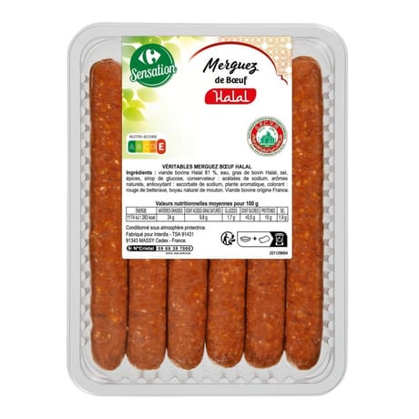 Merguez x6 330g halal Carrefour sensation
