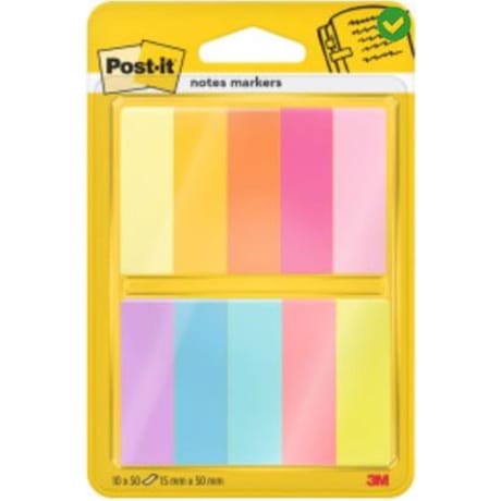 Notes post-it marque-pages papier - 10 blocs de 50f couleurs assortiesc 670-10ab