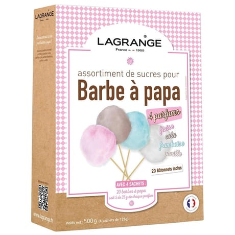 Lagrange Assortiment de 4 parfums de sucres pour barbes à papa 4x25g 380000