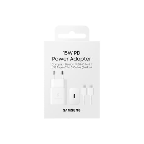 Samsung chargeur secteur usb c 15w+câble usbc blanc EP-T1510XW