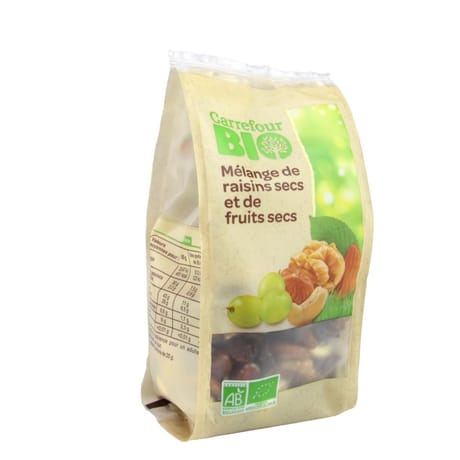 Mélange raisins & graines 200g Carrefour BIO