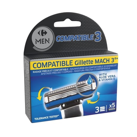 Carrefour men lames de rasoir compatible mach 3 x5