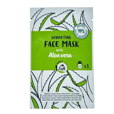 Carrefour soft masque visage tissu hydratant x1
