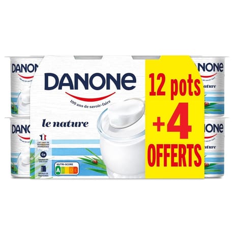 Danone yaourt le nature 12 x125g + 4 offerts