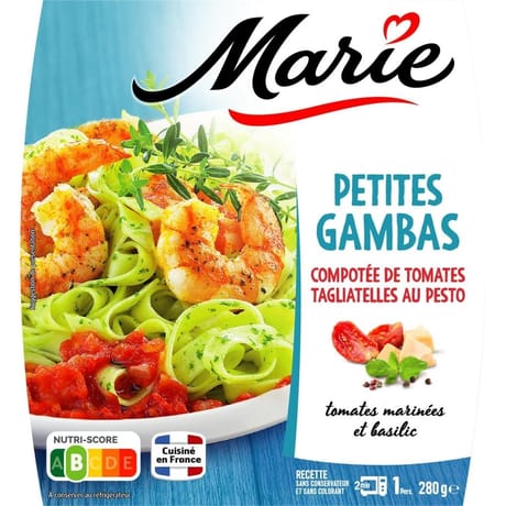 Marie petites gambas tagliatelles persillées et confit de tomates 280g