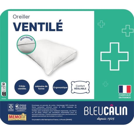 Bleu câlin oreiller ventilé 40x60cm