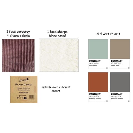 Plaid velours 130x150cm 1 face velours  1 face imitation mouton