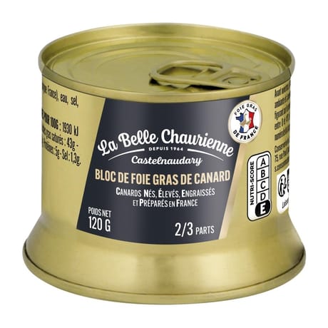 La belle chaurienne bloc de foie de canard origine france 120g