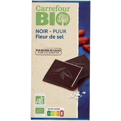 Carrefour bio tablette de chocolat noir fleur de sel bio- 100g